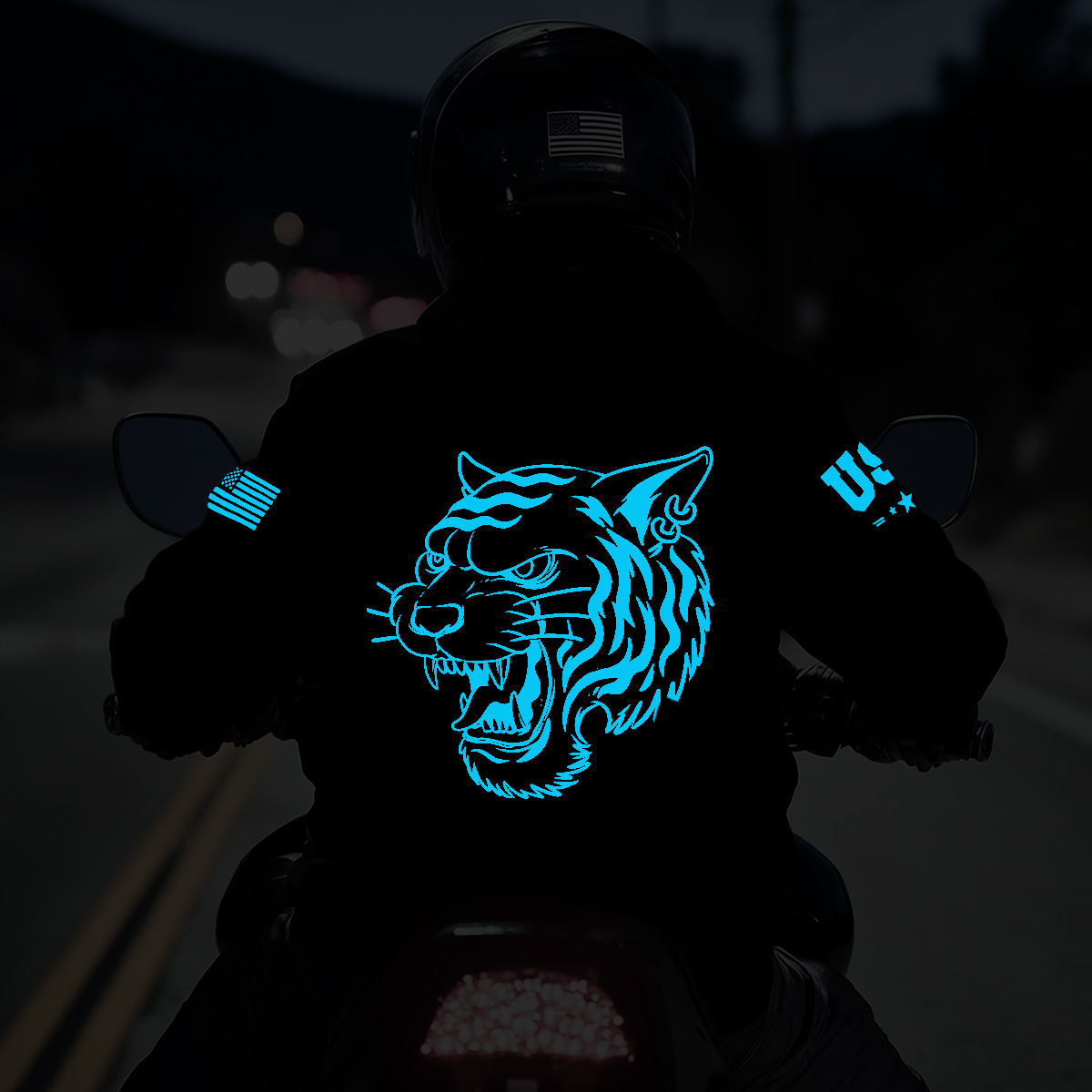 Luminous Tiger Graphic Motorcycle Hoodie
