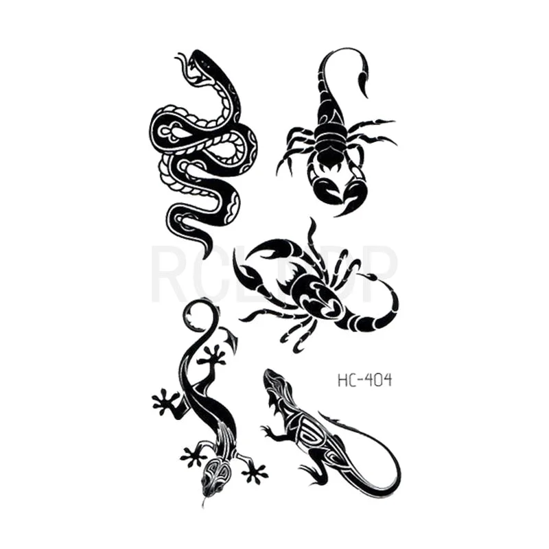 Waterproof Temporary Tattoo Sticker Snake Scorpion Gecko Animal Design Flash Tatoo Fake Tatto Hand Arm Body Art for Women Man