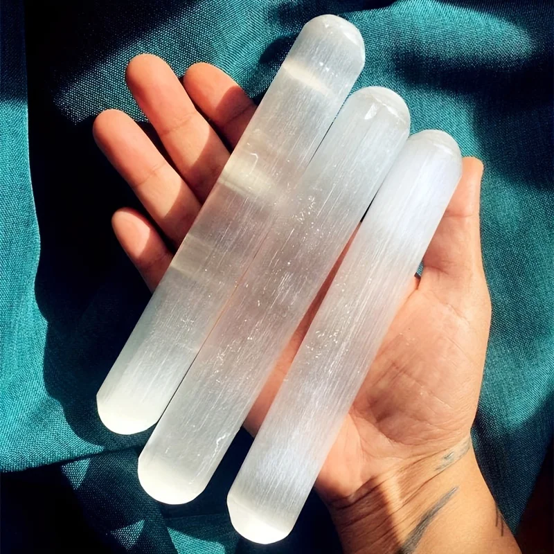 1pc Crystal Massage Wand, Selenite Stick With Healing & Calming Effects, High Energy Crystal Used For Cleansing And Protection