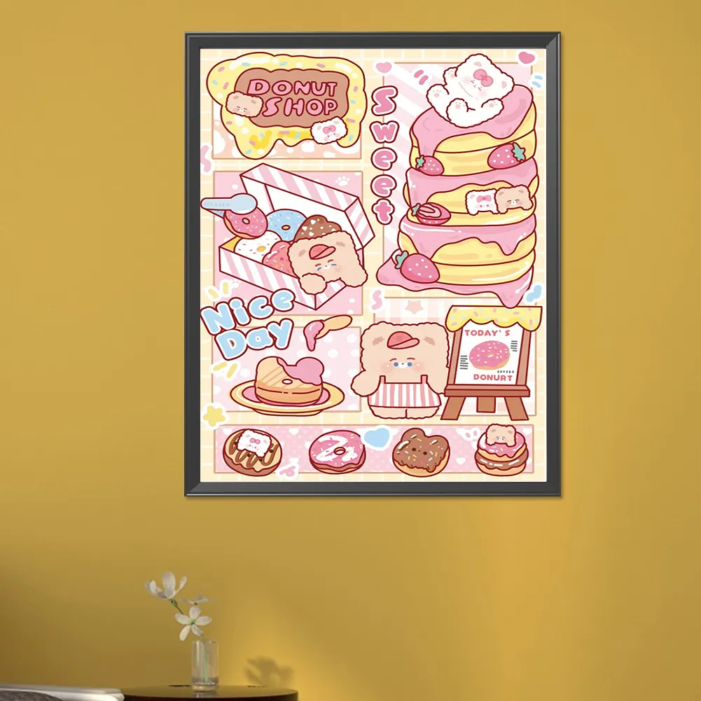 Full Round Diamond Painting 40*50cm - Cute Cartoon Bear Dessert Time