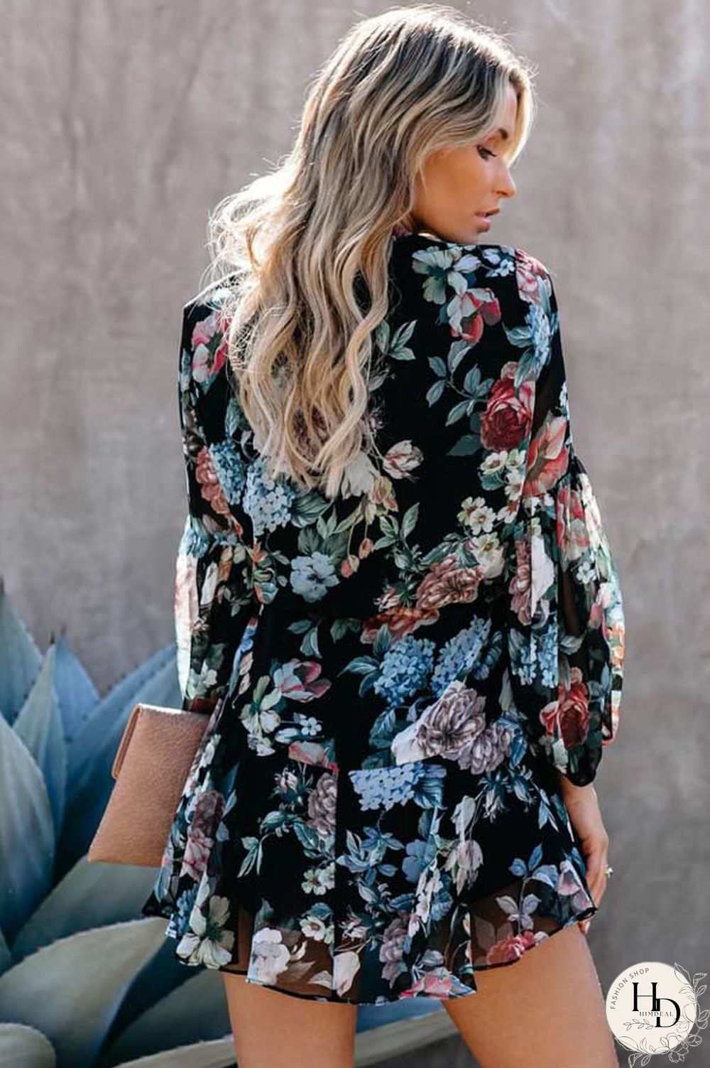 Fashion Floral Print Shirt Dress