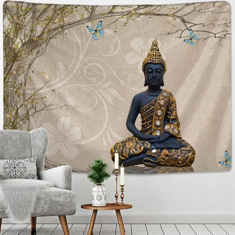 Indian Buddha Meditation Tapestry Wall Hanging Mandala Hippie Bohemia Religion Yoga Mat Sheet Home Decor