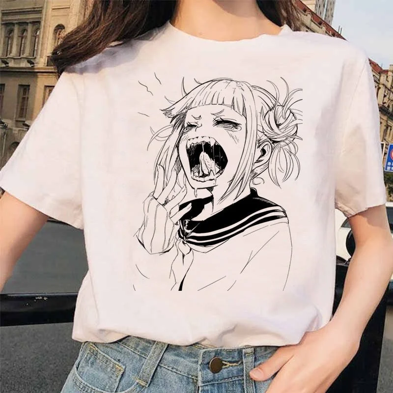 Anime Ahegao T Shirt Women Harajuku Boku No Hero Academia T-shirt Senpai Funny Tshirt Himiko Toga Top Tees Female