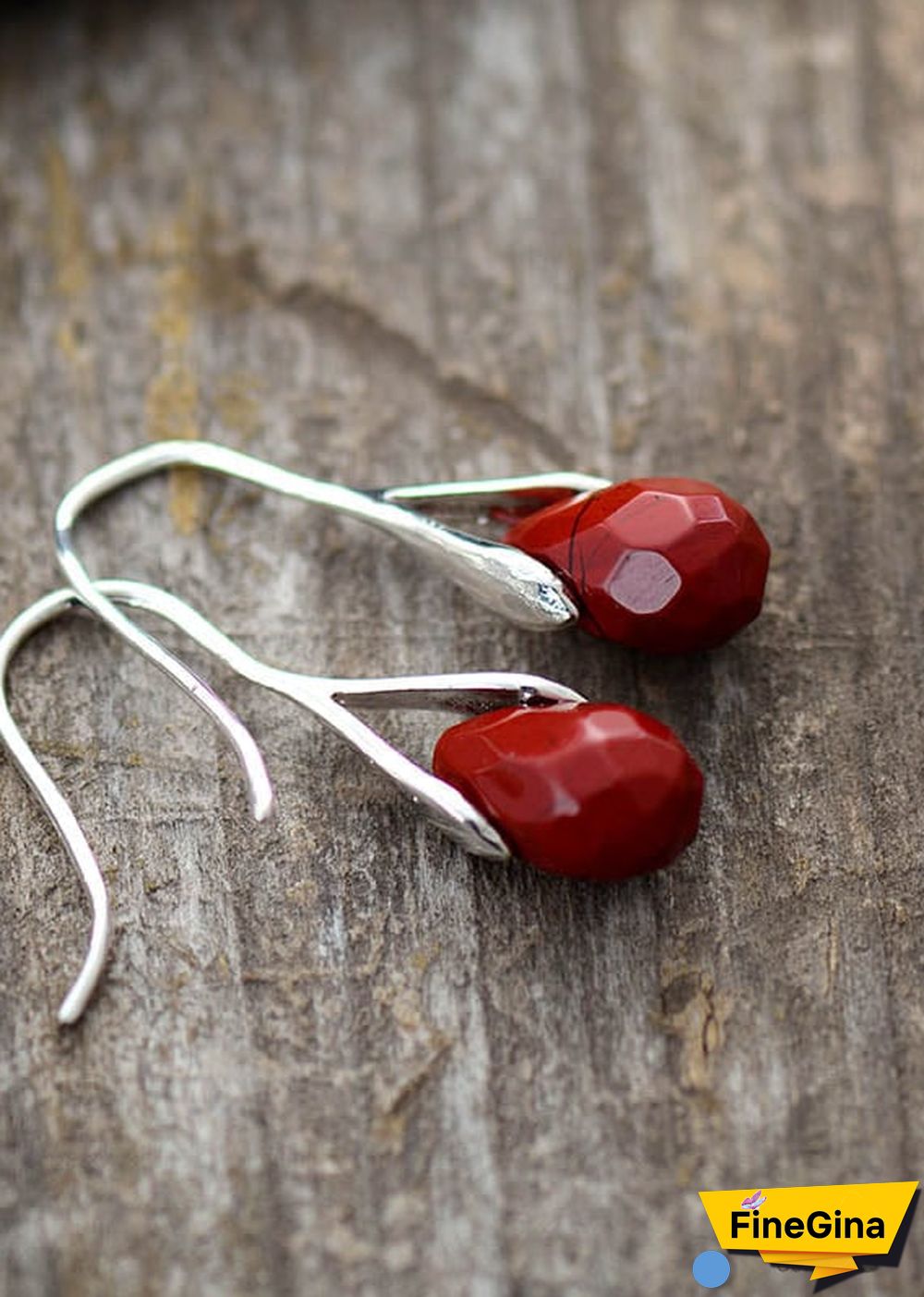 Boho Earrings, Dangle Earrings, Purple Amethyst and Red Jasper