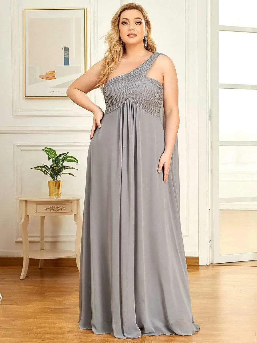 Plus Size Chiffon One Shoulder Formal Evening Dresses for Women