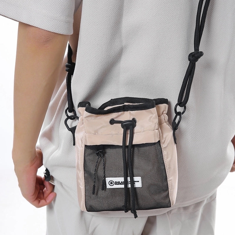 Unisex Medium Nylon Color Block Streetwear Sports Sewing Thread Square String Crossbody Bag