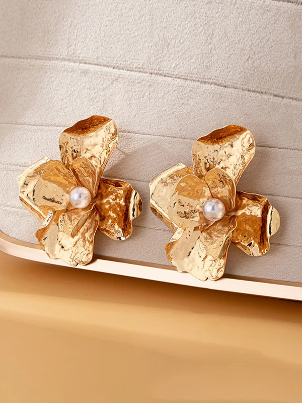 Shiny Flower Shape Earrings Accessories