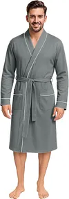 Men&rsquo;s Soft Cotton Blend Robe Knit Bathrobe with Adjustable Waist Tie Loungewear for Home Gift
