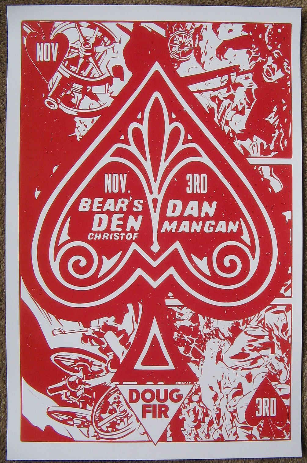 BEAR'S DEN 2014 Gig POSTER Portland Oregon Concert DAN MANGAN