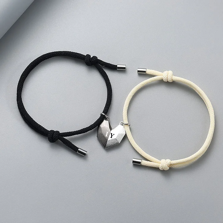 Personalized Two Souls One Heart Bracelet Magnetic Bracelet Set for Couple