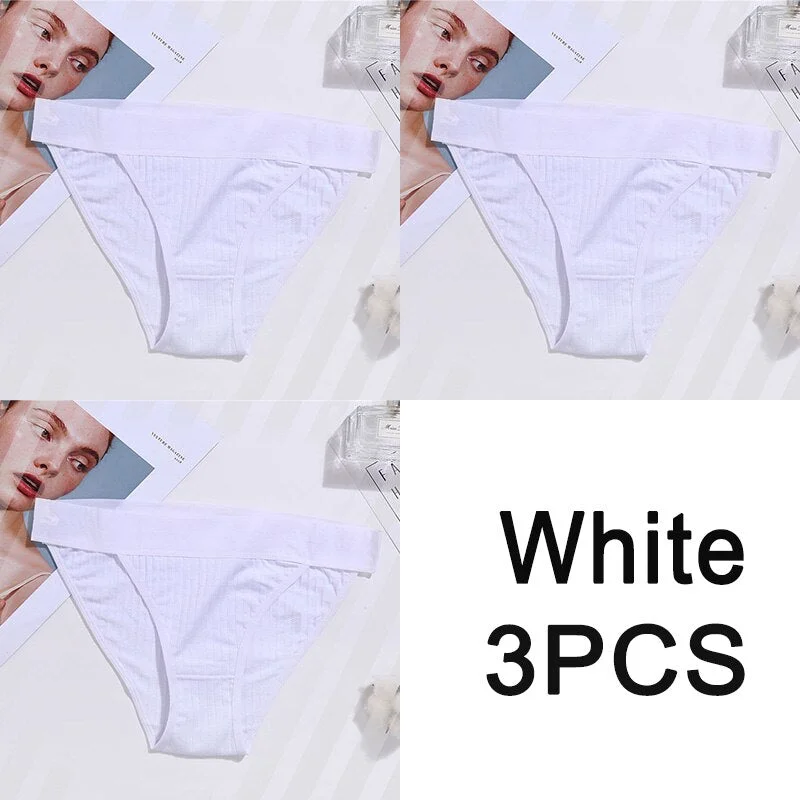 3PCS Women Cotton Panties Sexy Low Waist Underwear Panties Female Lingerie Underpants Hollow Heart Embossed Briefs Solid Color