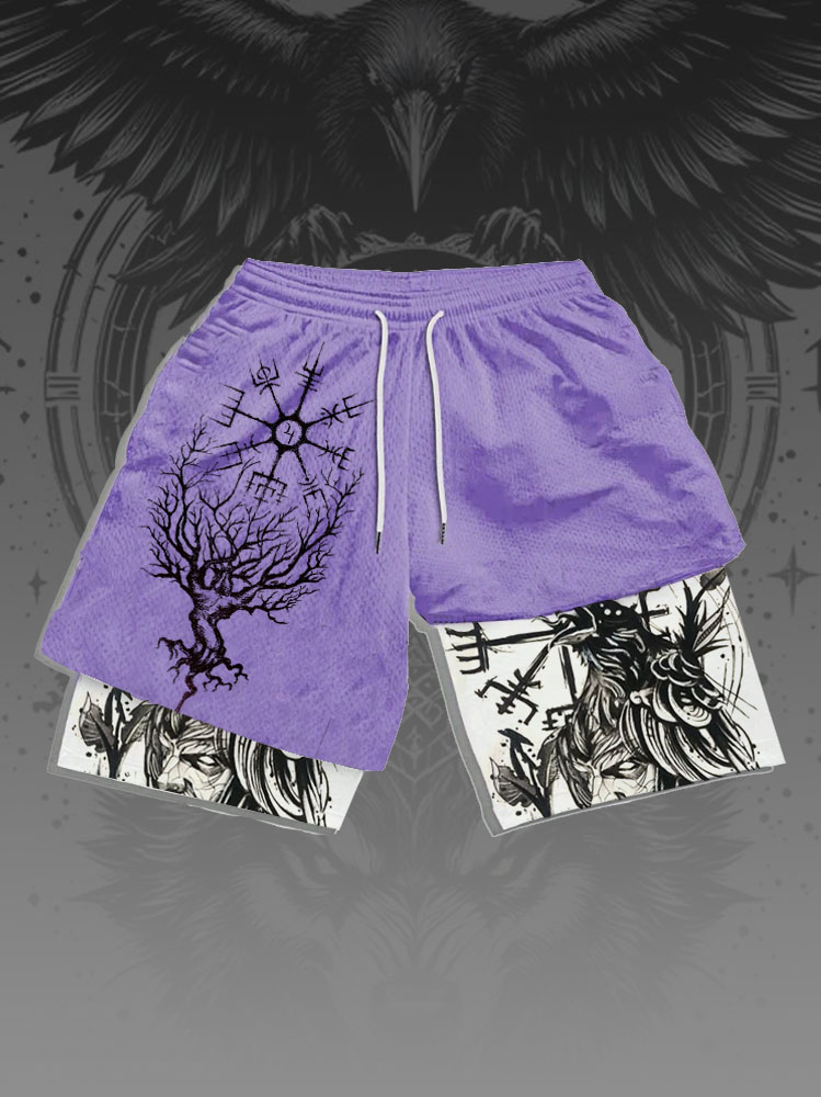 Viking men's Thor compass rune pattern shorts / Rvogue / Rvogue