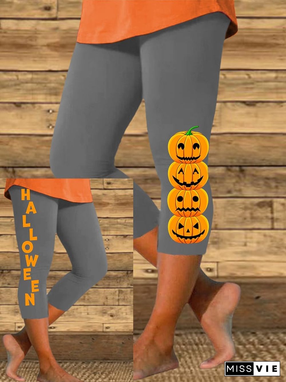 Women's Halloween Pumpkin Print Casual Leggings