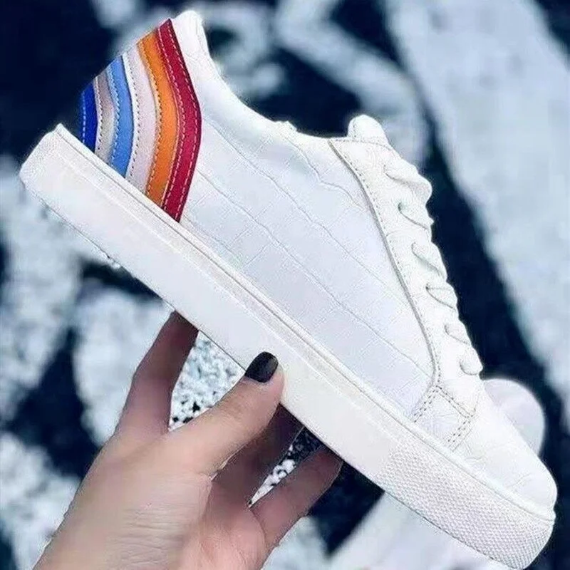 Women Lace Up PU Leather Flats Shoes Ladies Platform Fashion Vulcanized Shoes Female Crocodile Pattern Casual Footwear 2022