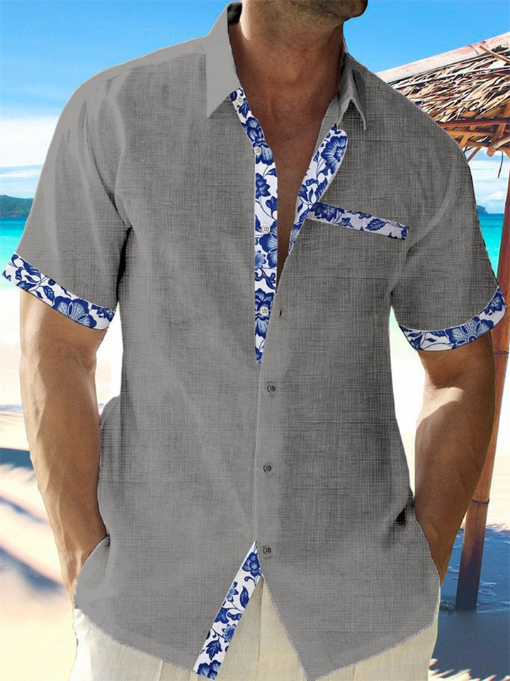 Men's Linen Shirt Casual Shirt Summer Shirt Beach Shirt Black White Pink Short Sleeve Plain Lapel Spring & Summer Hawaiian Holiday Clothing Apparel Front Pocket