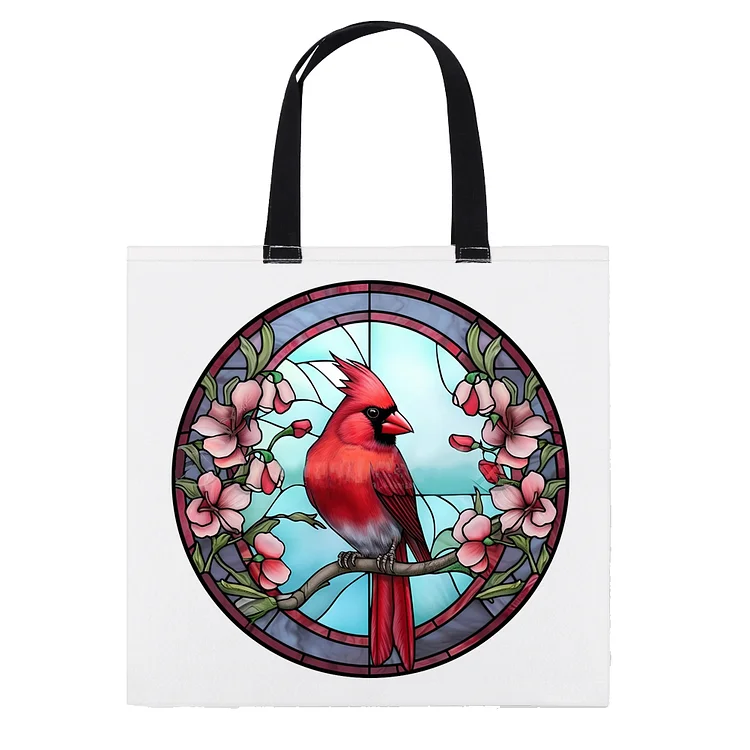 Shopper Bag - Glass Art - North American Cardinal 11CT Stamped Cross Stitch 40*40CM