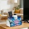 (25cm)Winter Night Pearl Lotus DIY Diamond Painting PU Tissue Holder Box