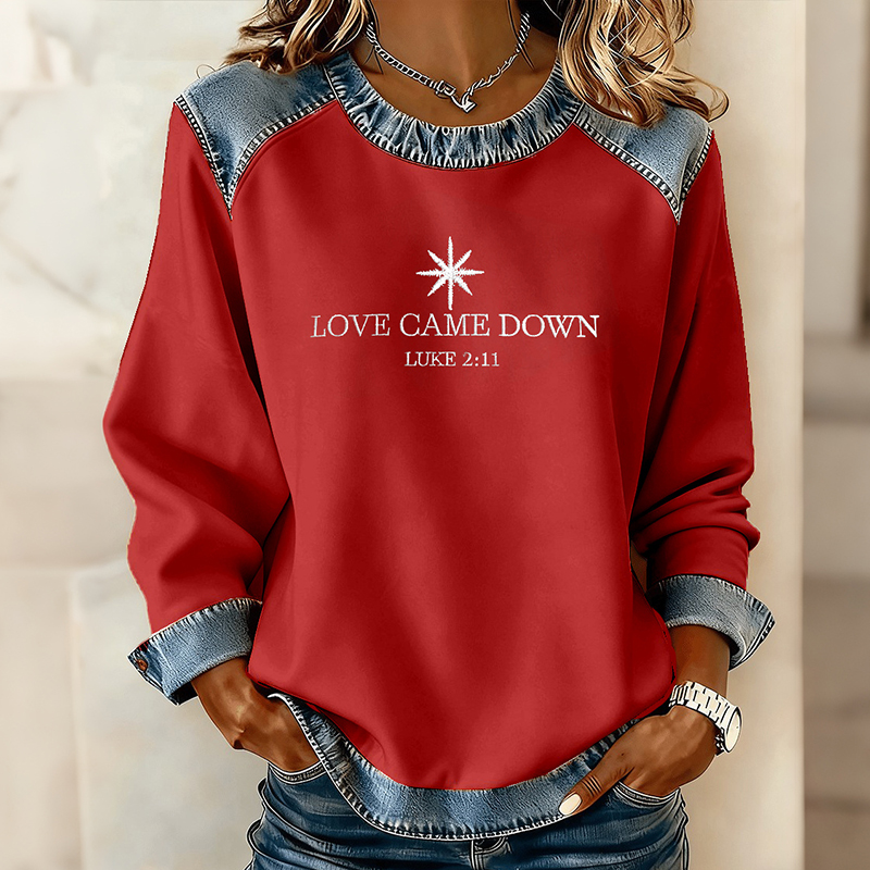 Womens Christmas Faith Art Crew Neck Casual Sweatshirt wearshes