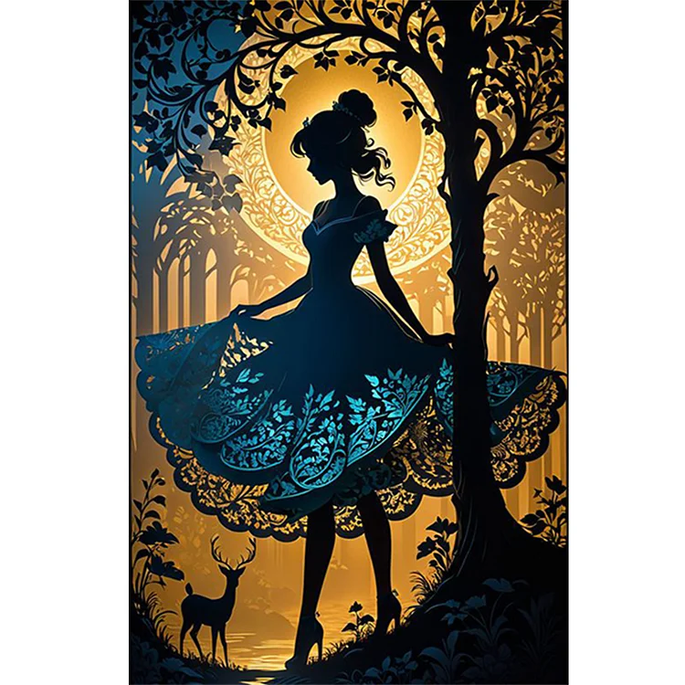 Silhouette Girl - Full Round Drill Diamond Painting - 40*60CM(Canvas)