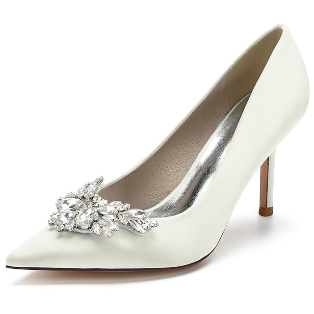 Women's Wedding Shoes Rhinestone Stiletto Heel Pointed Toe Elegant Sweet Wedding Heels