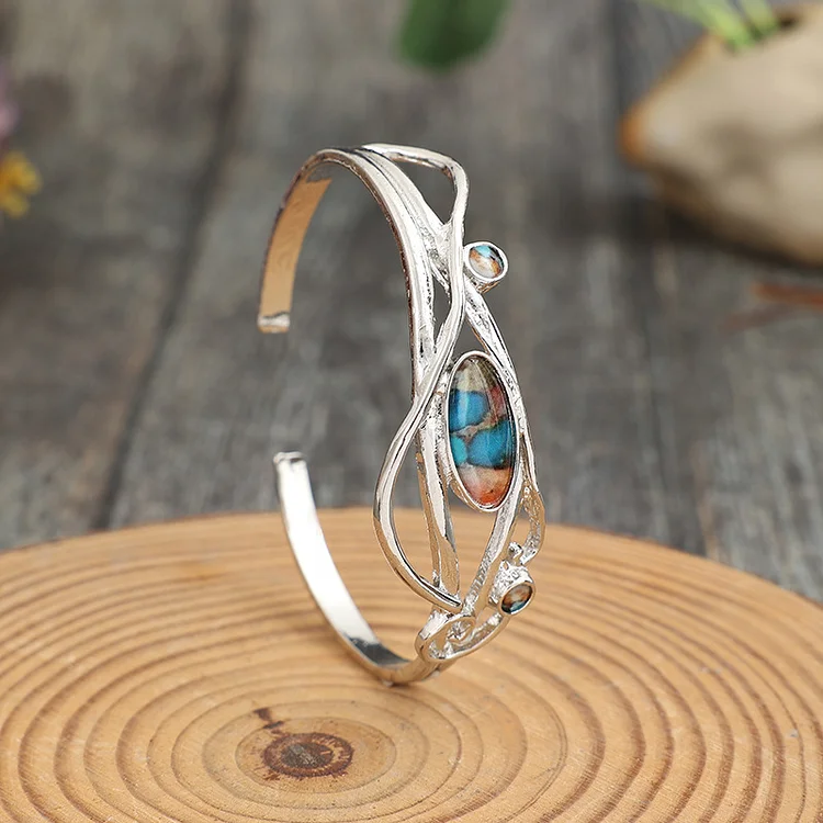 Drip Glue Alloy Open Bracelet