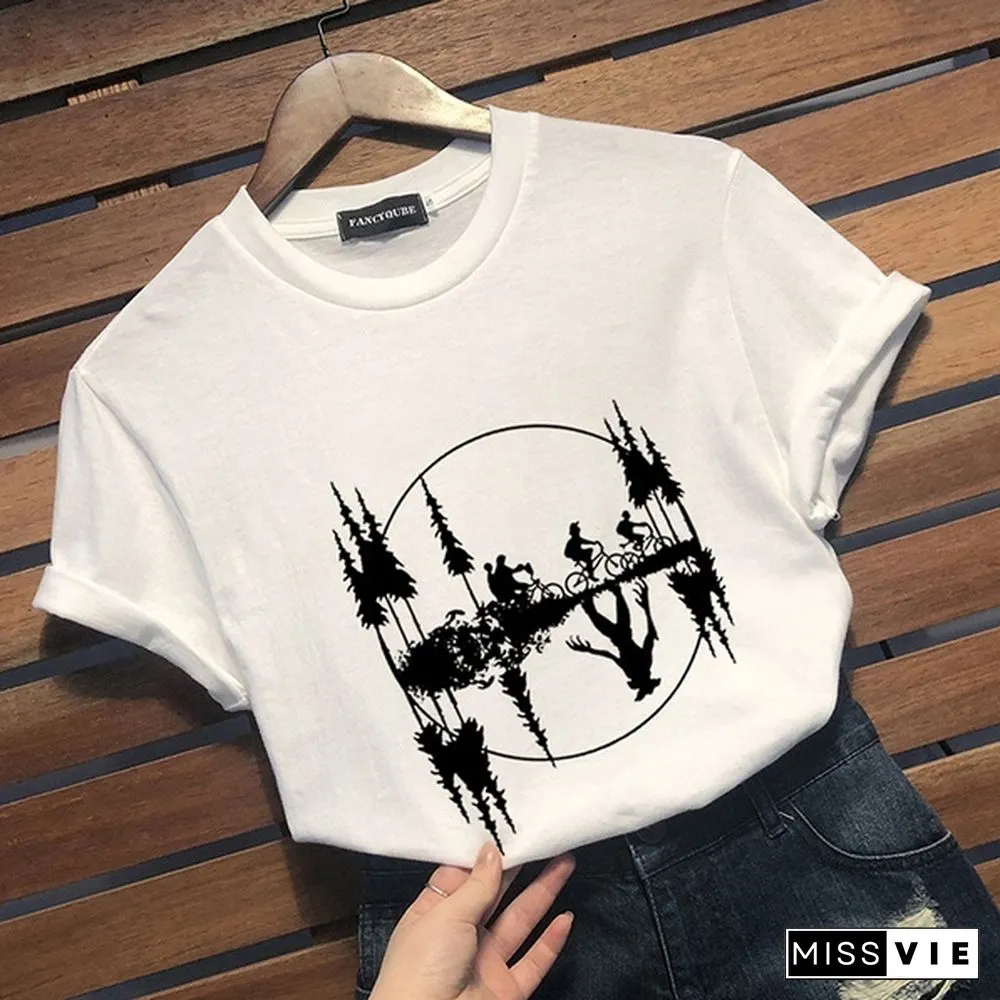 Stranger Things Print Short Sleeve T-Shirt Women Casual Funny T Shirt Tops