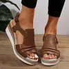 Gioiacombo&trade; Sandali con zeppa con fibbia stile romano da donna