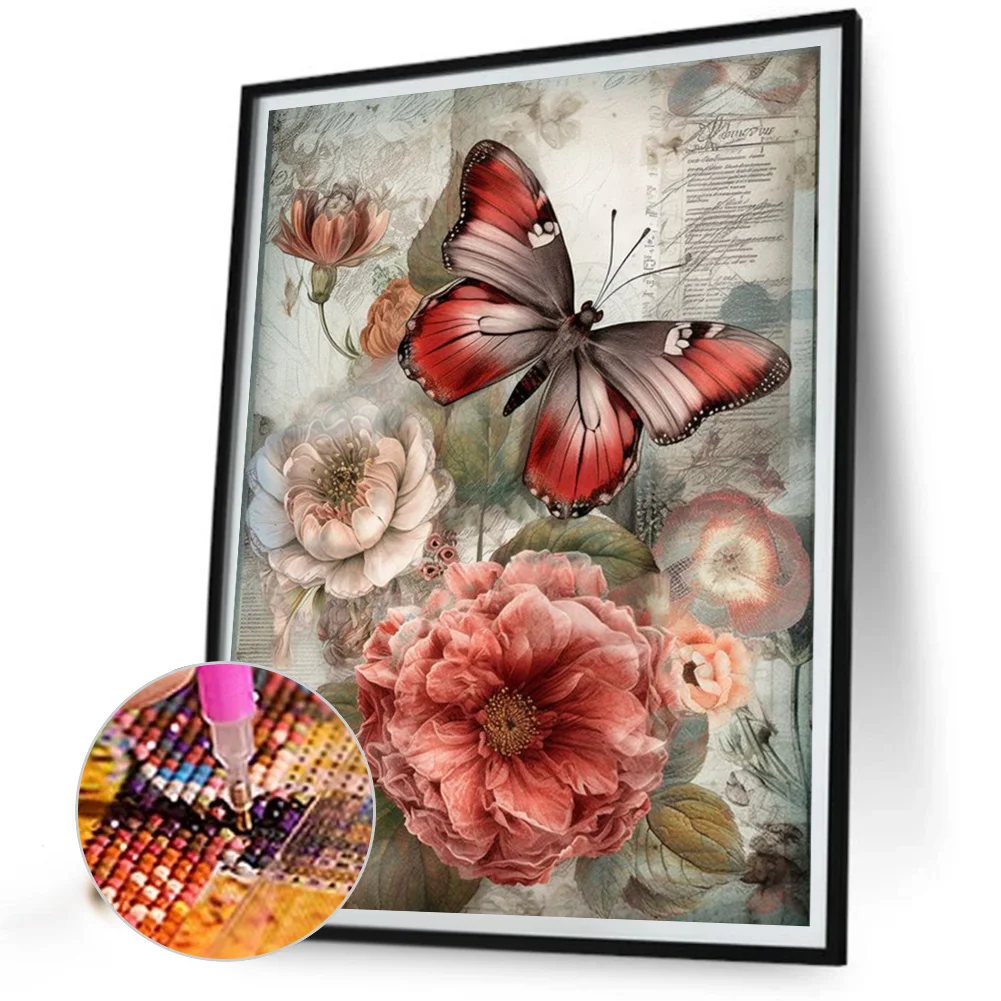 Diamond Painting - Full Square Drill - Butterfly Flower(Canvas|30*40cm)