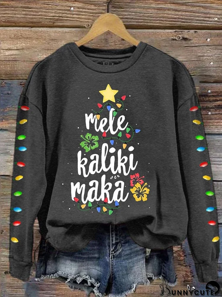 Women's Mele Kalikimaka Hawaii Christmas Print Sweatshirt