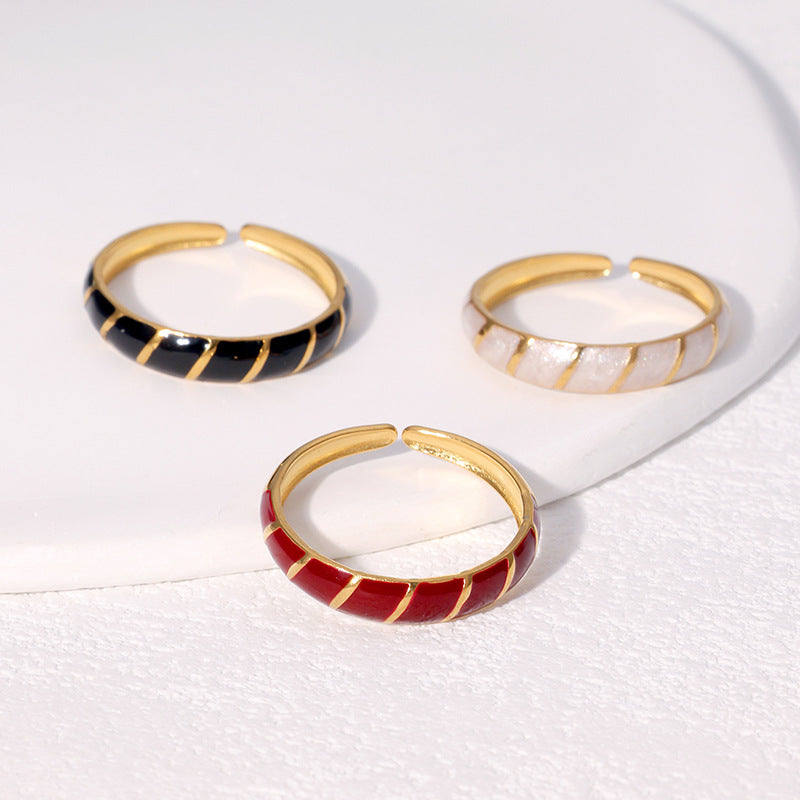 Retro Open Ring Niche Adjustable French Vintage Stainless Steel Ring For Women