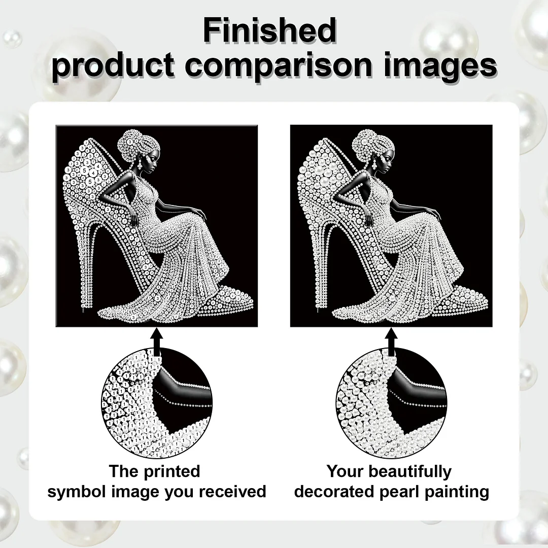 Girl In High Heels - DIY Pearl Diamond Art Kit With Frame 25*25cm