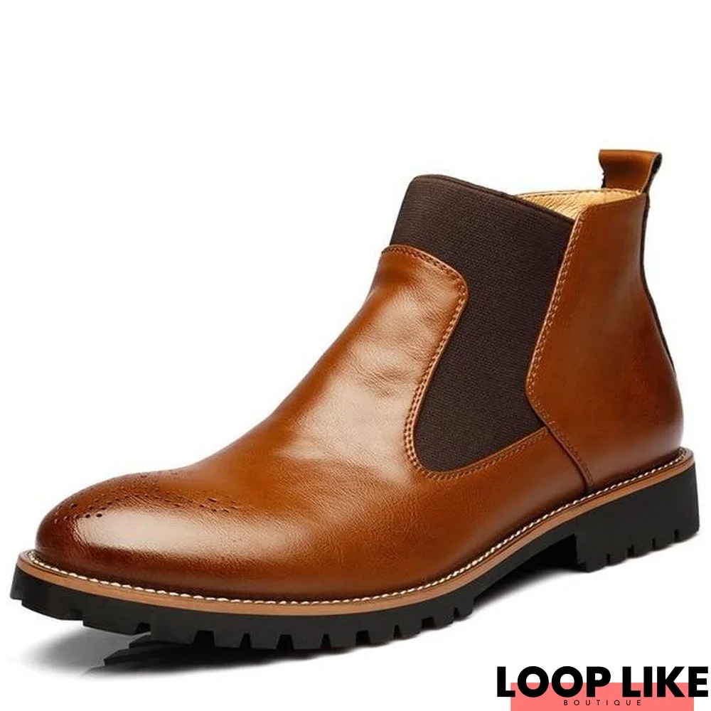 Genuine Leather Ankle Chelsea Boots Men Shoes with Fur Warm Vintage Classic Casual Motorcycle Boot