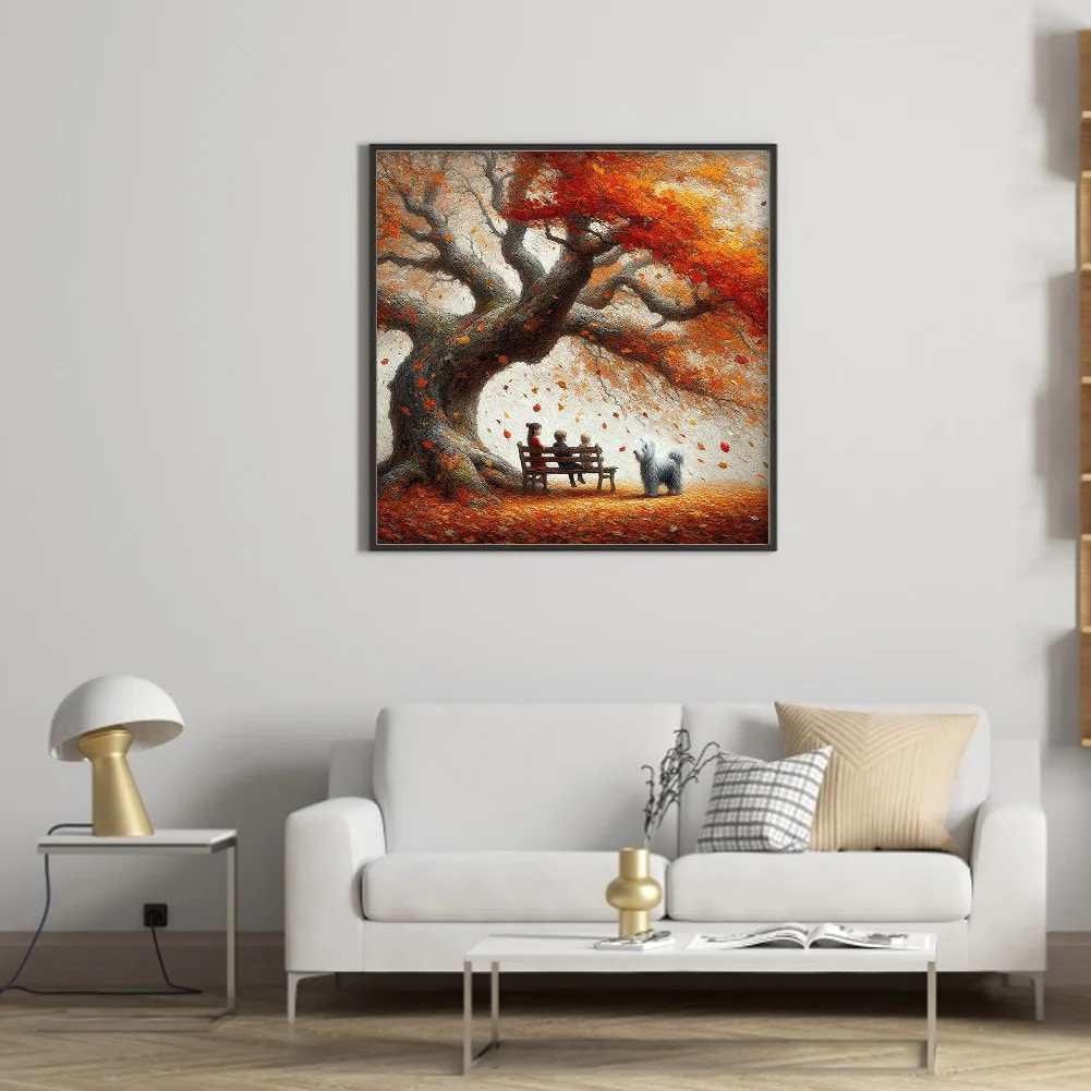 Diamond Painting - Full Round Drill - Autumn Tree Dog(Canvas|40*40cm)