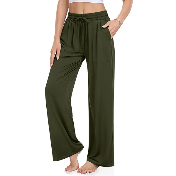DACESLON Women's Casual Loose Wide Leg Yoga Pants Comfy Drawstring High  Waisted Lounge Pajama Pants 075