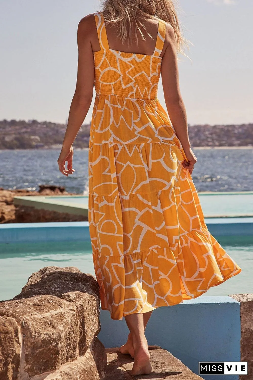 Fashion Street Dot Patchwork Spaghetti Strap Printed Dresses