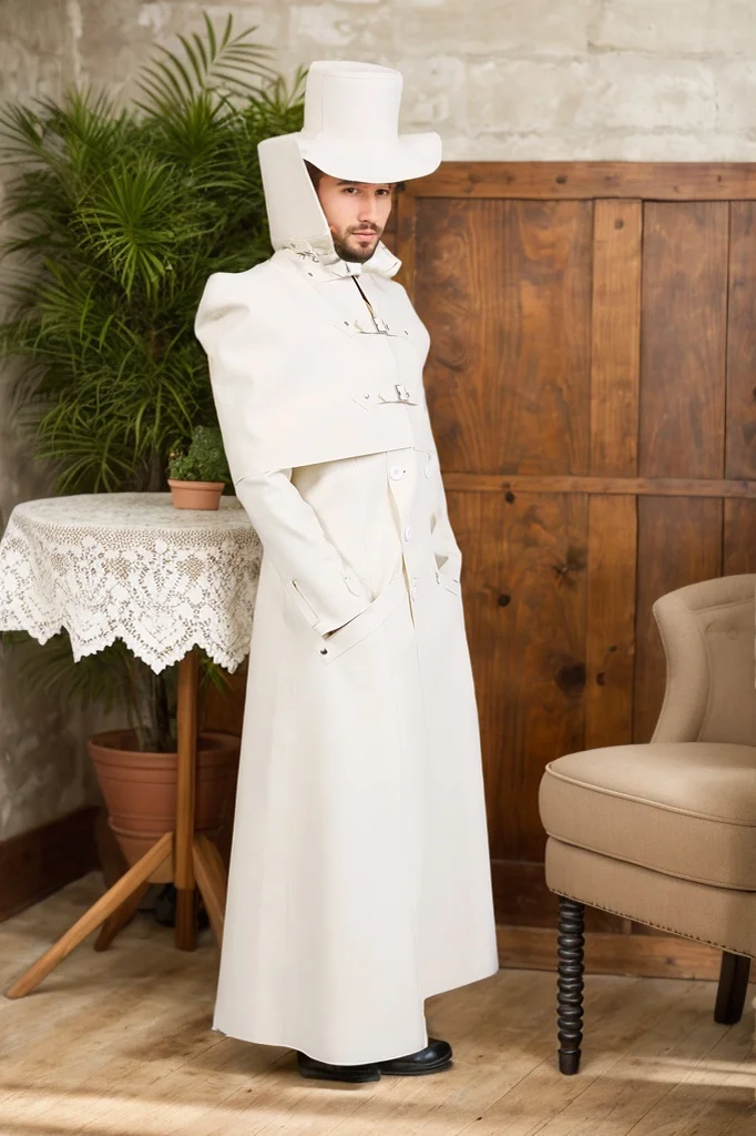 Men's Latex coats Double-Breasted Trench