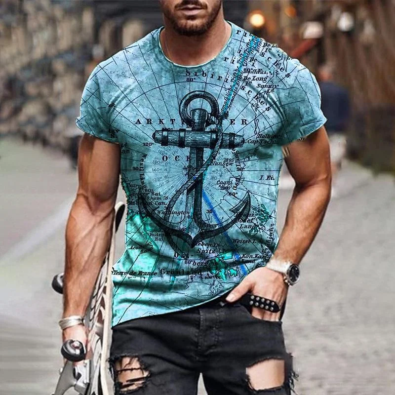 Men Anchor Print Casual T-shirts