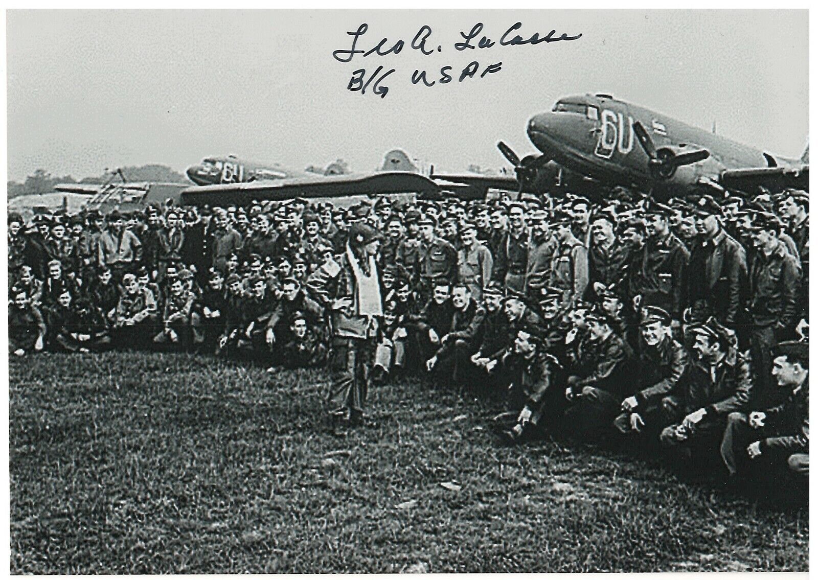 LEO LACASSE 8TH AIR FORCE 385TH BOMB GROUP B-17 PILOT RARE SIGNED Photo Poster painting