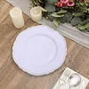 10 Pack | 9" White / Gold Scalloped Rim Plastic Dinner Plates, Disposable Party Plates