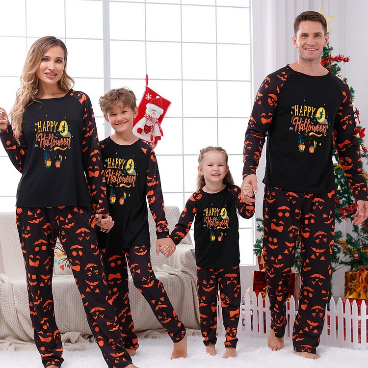 Happy Halloween Long Sleeve Halloween Printing Pajamas Set