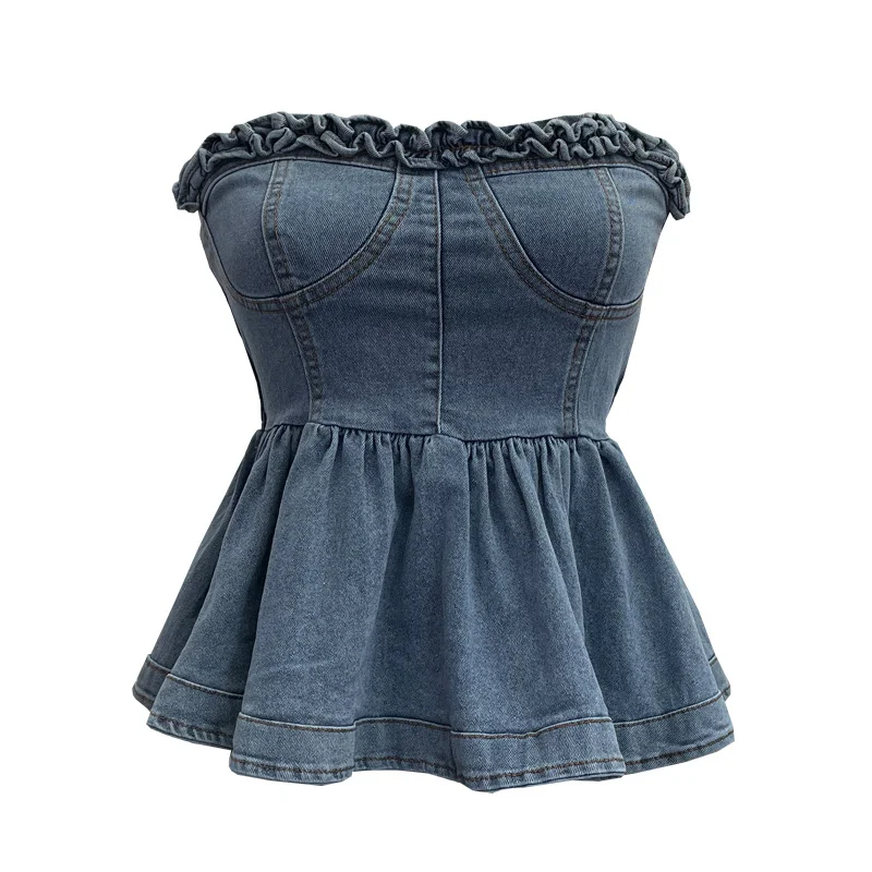 Churchf Real Shooting Hottie Wearing Brated Cowboy Waist Wood Ear Slim Skirt Swamped Waist Thin Top 2386