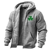 Men's Vintage Shamrock St. Patrick's Day Fleece Pocket Full Zip Long Sleeve Hoodie Jacket by Inlyline