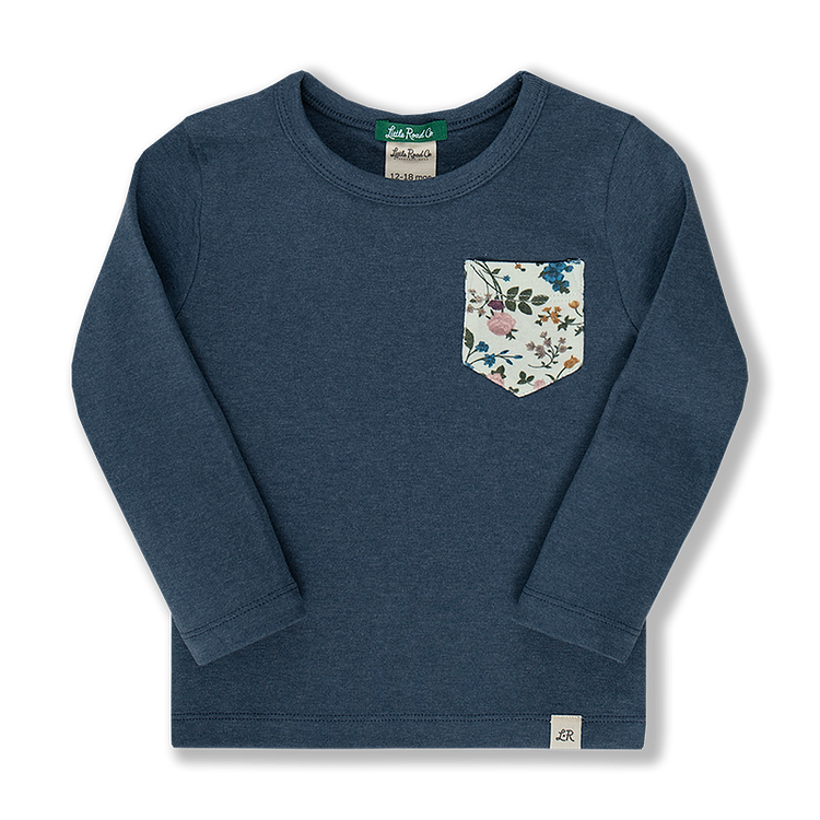 Midnight Long Sleeve Floral Pocket Shirt