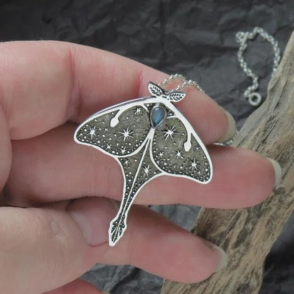 Luna Moth Moonstone Necklace