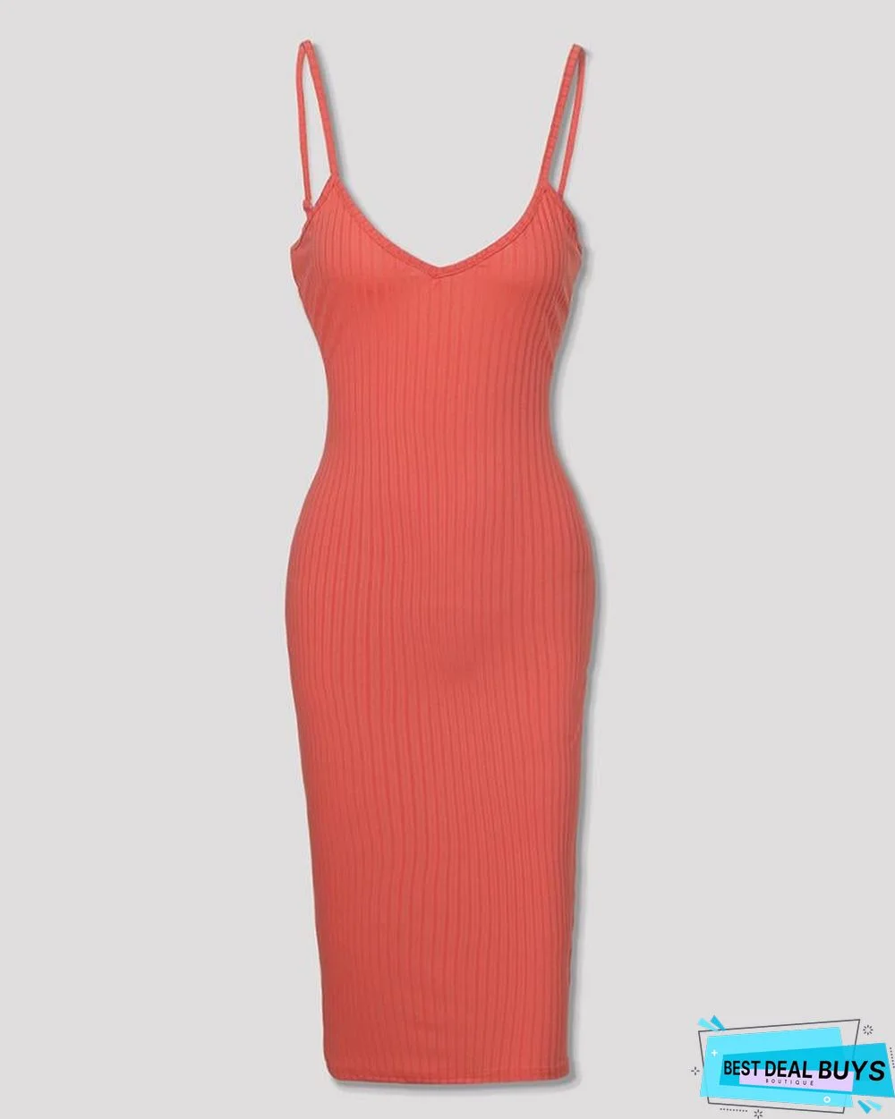 Spaghetti Strap V-Neck Bodycon Dress