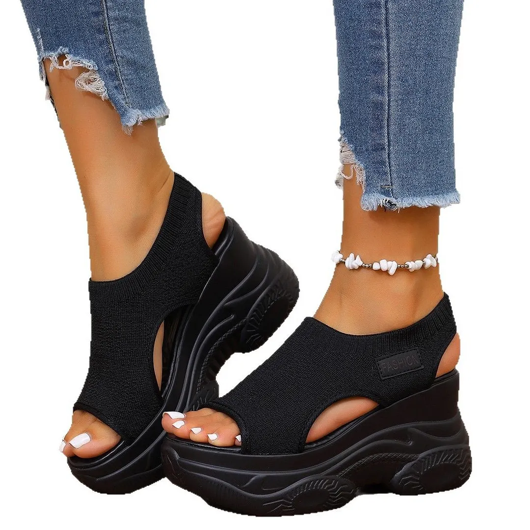 Breakj Breakj Thick-Soled Sandals Women 2025 Summer New Fish Mouth Comfortable Flying Sports Casual Sandals