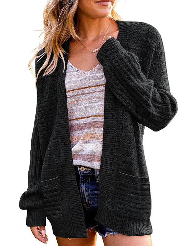 Women plus size clothing Women's Long Sleeve Solid Color Top Knit Sweater Coat-Nordswear