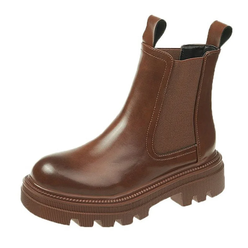 Autumn Winter Chelsea Boots Women 2021 Platform Brown Black Beige White Ankle Boots For Women Fur Short Chunky Punk Gothic Shoes