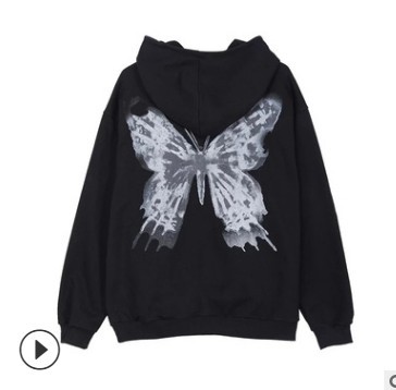 Unisex Dark Style Butterfly Cardigan Hooded Coat Couple Sweatshirt National Trend Ins Loose / TECHWEAR CLUB / Techwear