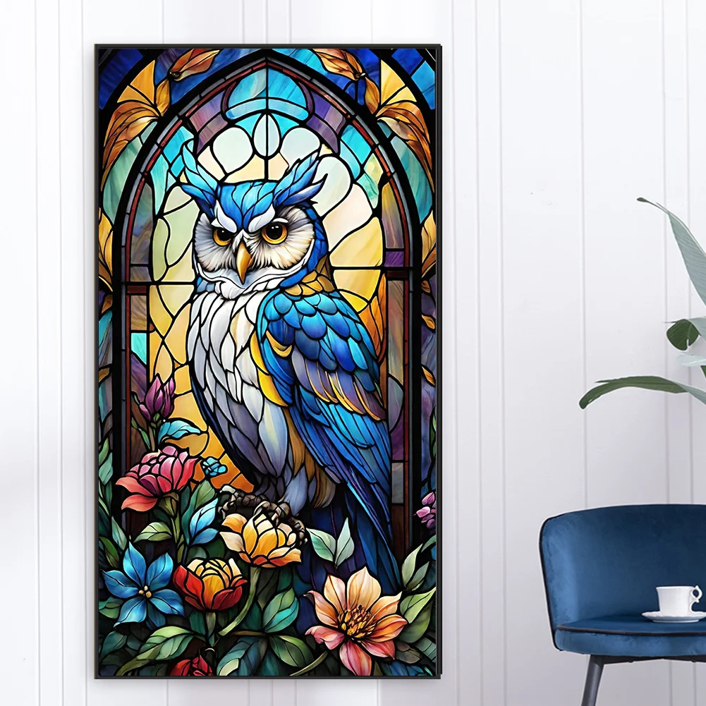 Diamond Painting - Full Round Drill - Stained Glass Owl(Canvas|40*70cm)